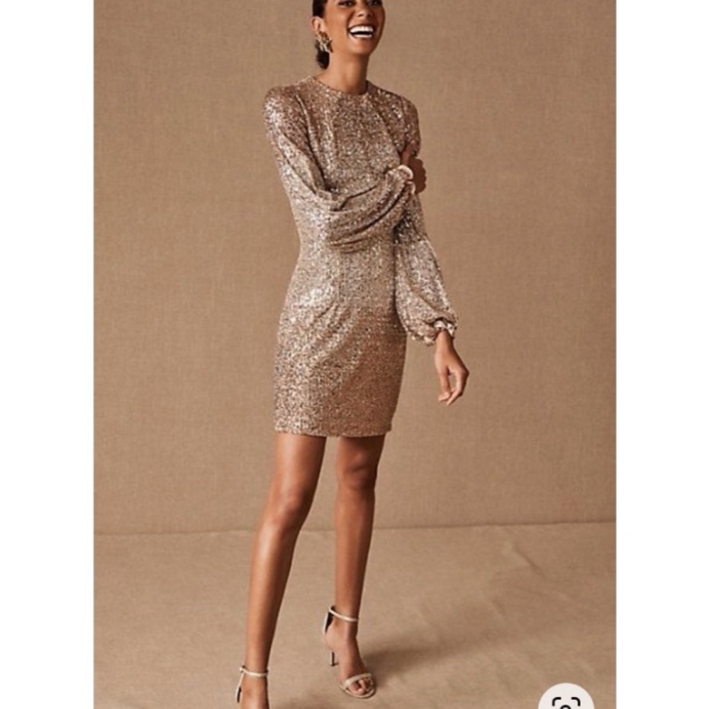 BHLDN Goldie Dress - Rose Gold Sequin Dress